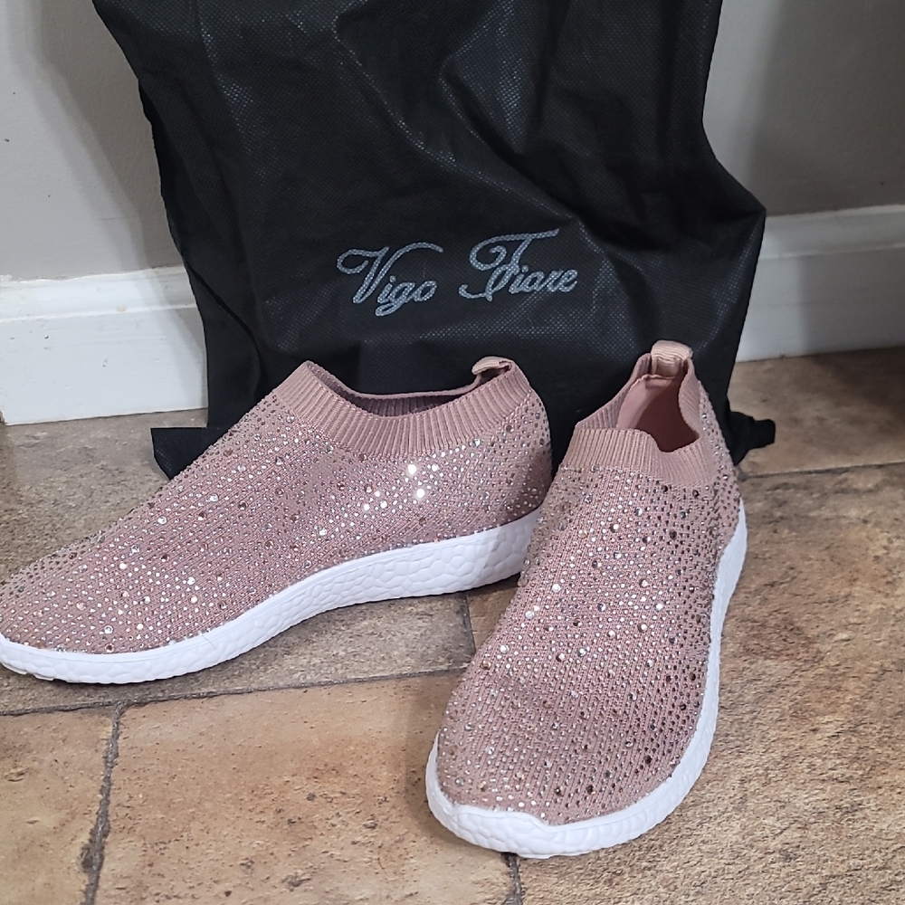 Vigo Fiore Women's Sparkling Pink Knit Sneakers